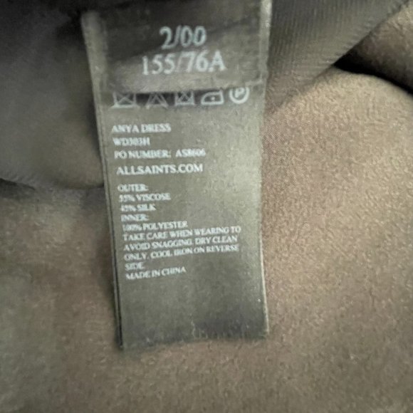 ALL SAINTS {0} Chocolate Silk Sleeveless Mini Dress - Picture 5 of 5